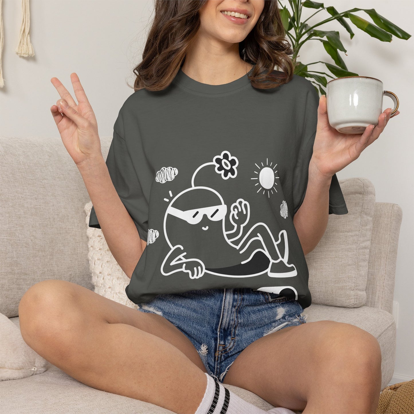 Chill Mode On T-Shirt — Relaxed Graphic Tee with Laid-Back Character