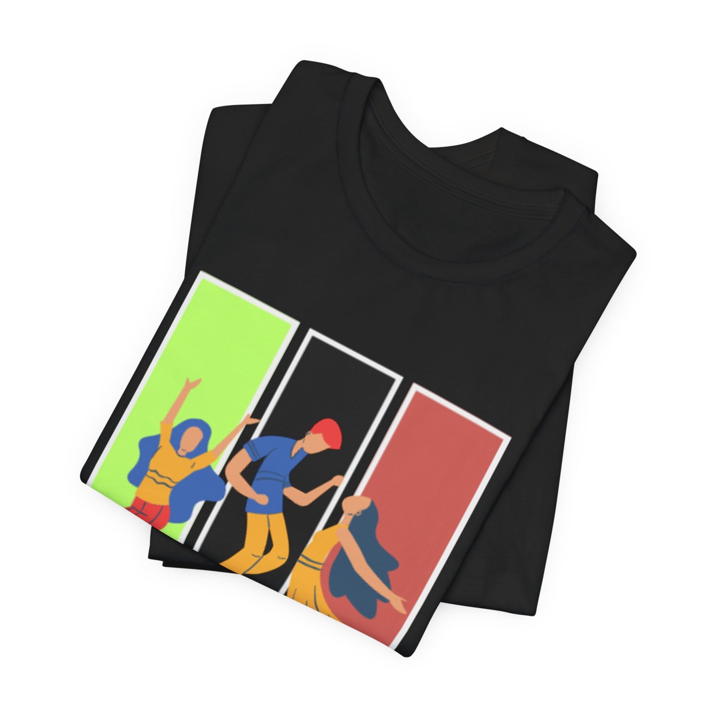 T-Shirt — Small Colorful Retro Stripe Chest Logo