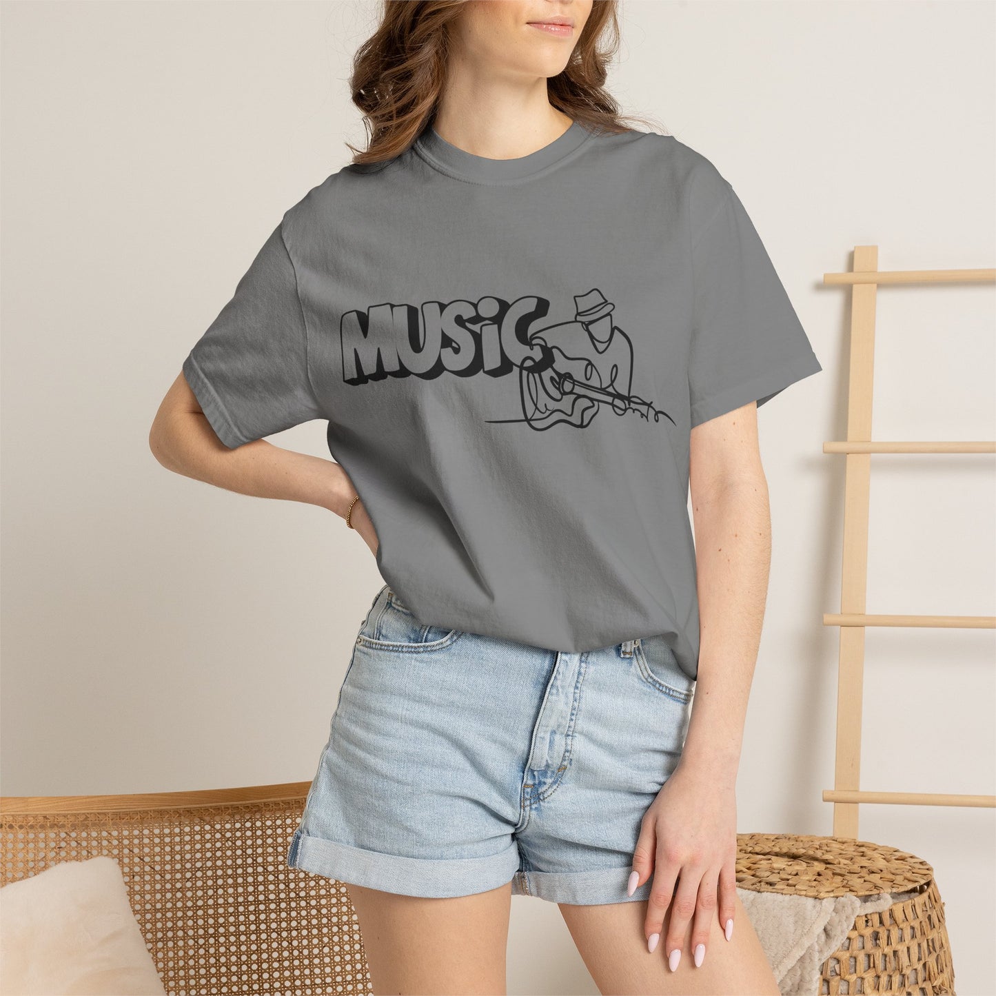 Music Guitar Tee — Minimalist Guitarist Graphic T-Shirt