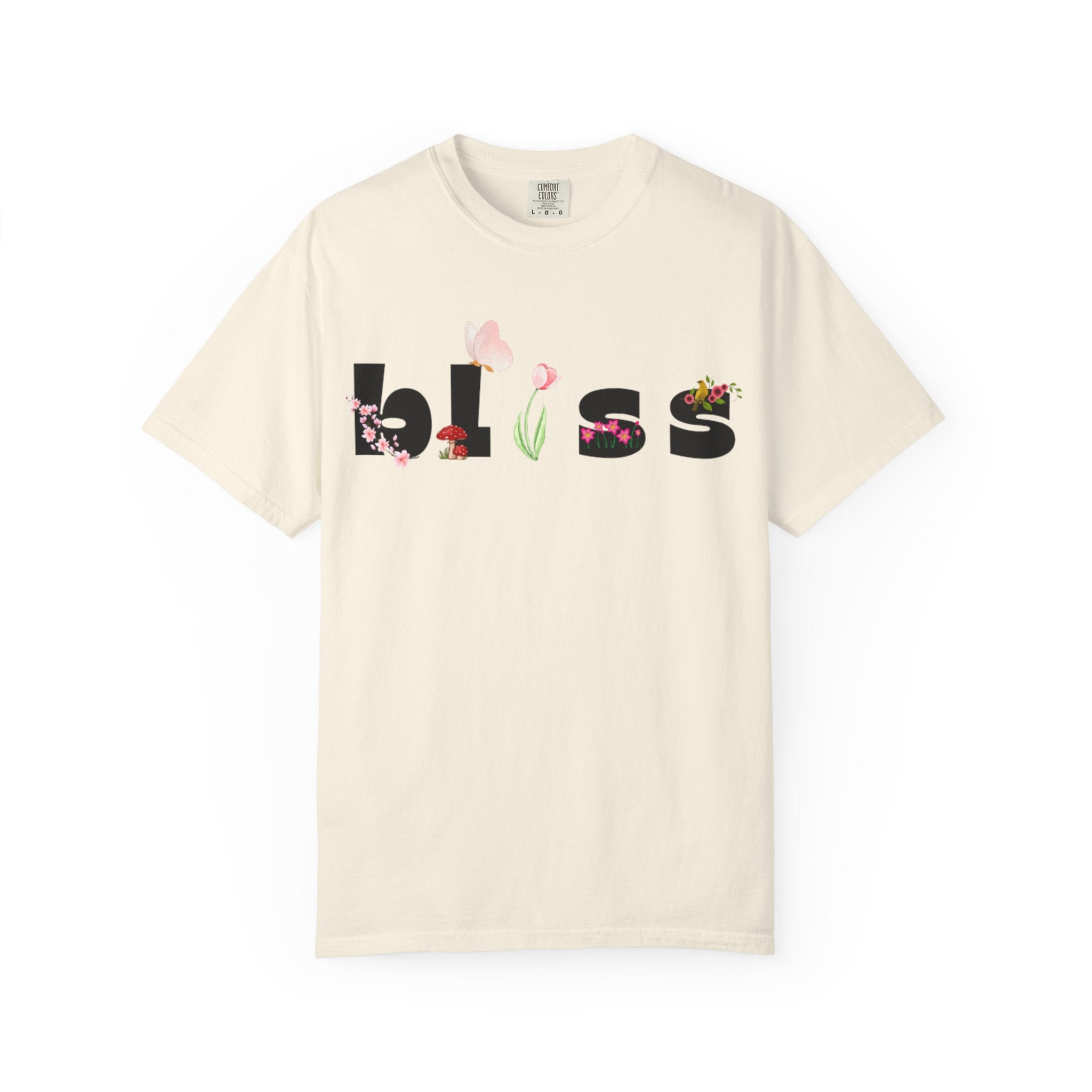 Bliss floral typography T-shirt | 'bliss' floral letters