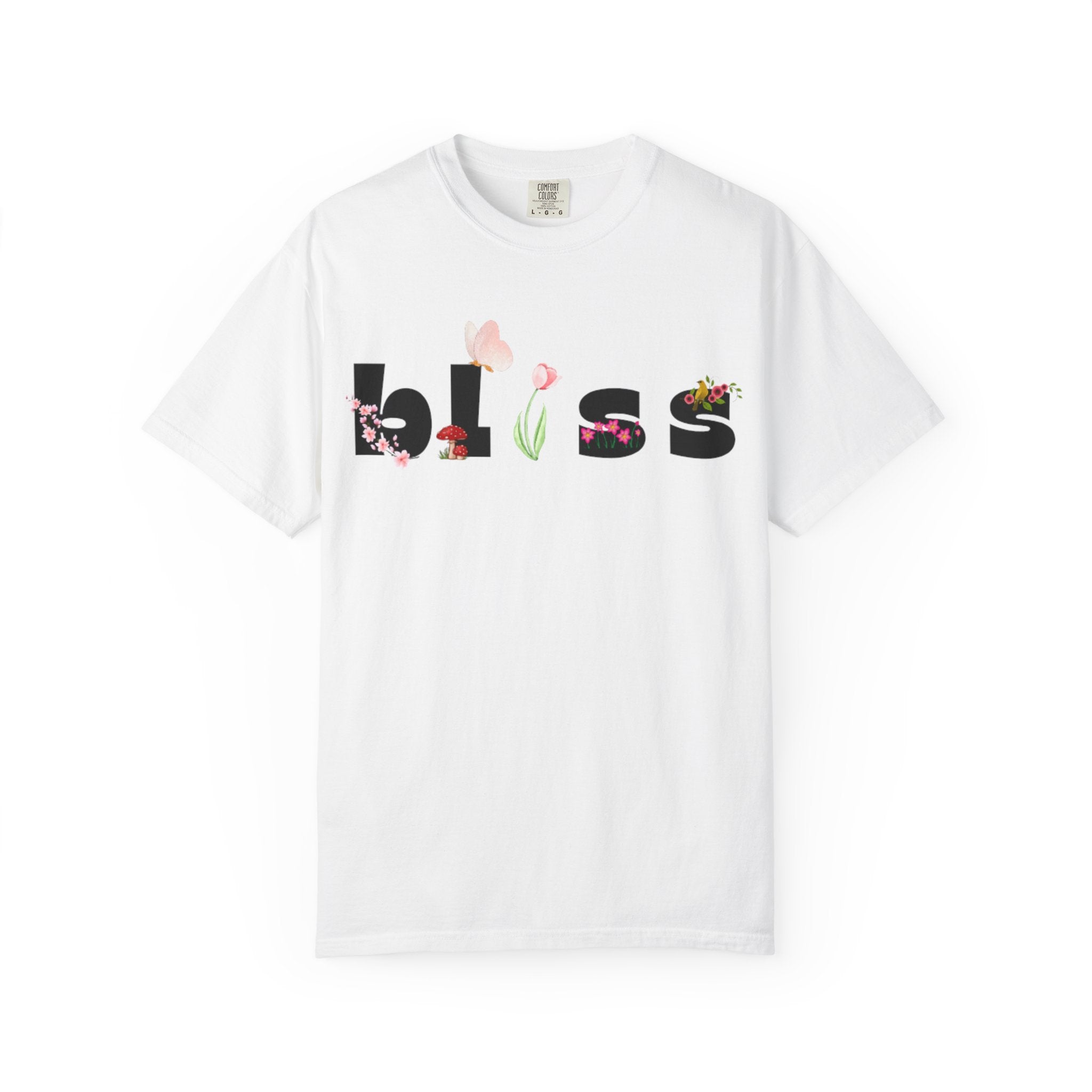 Bliss floral typography T-shirt | 'bliss' floral letters
