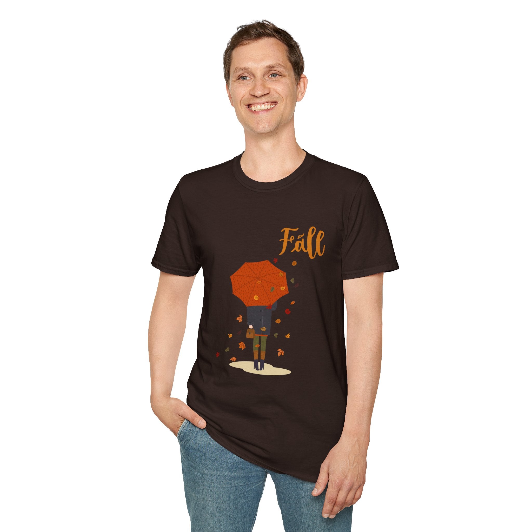 Fall Umbrella T-Shirt — Autumn Leaves Graphic Tee