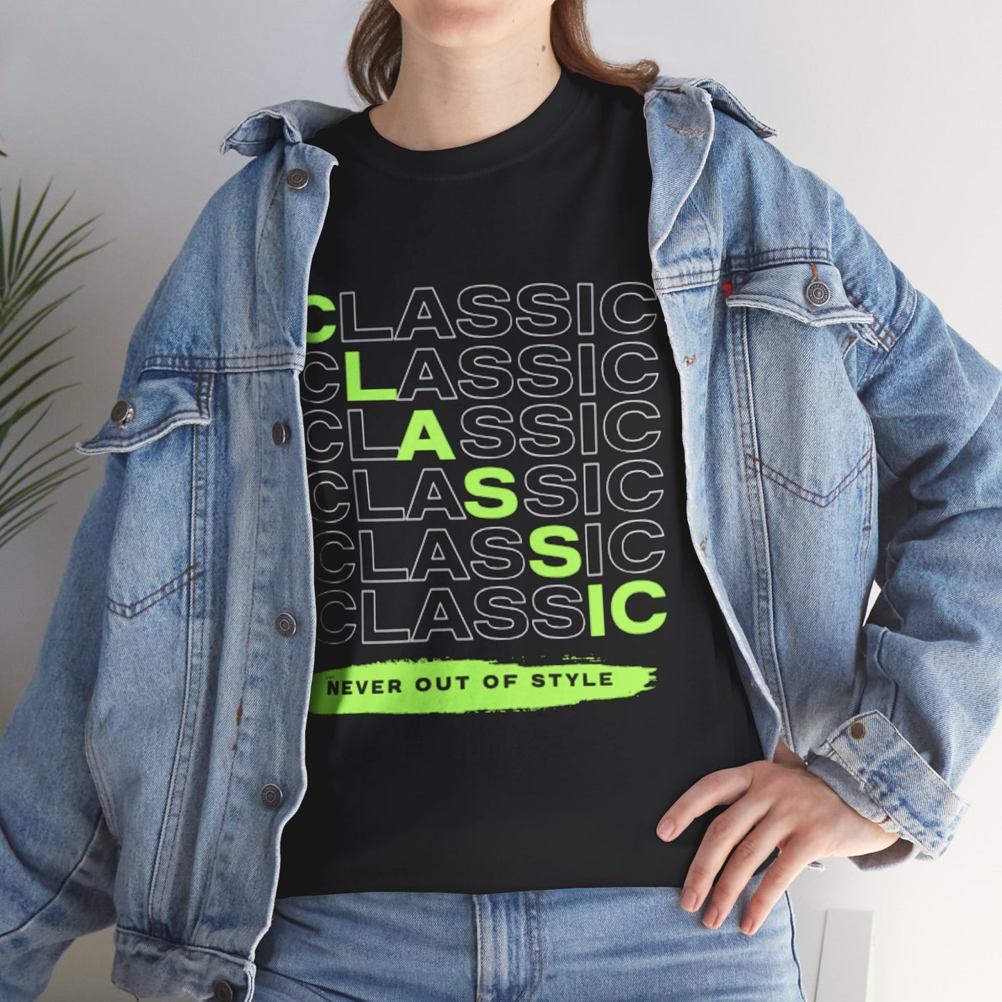 Classic Repeat Typography Tee | 'Never Out Of Style' Graphic Shirt