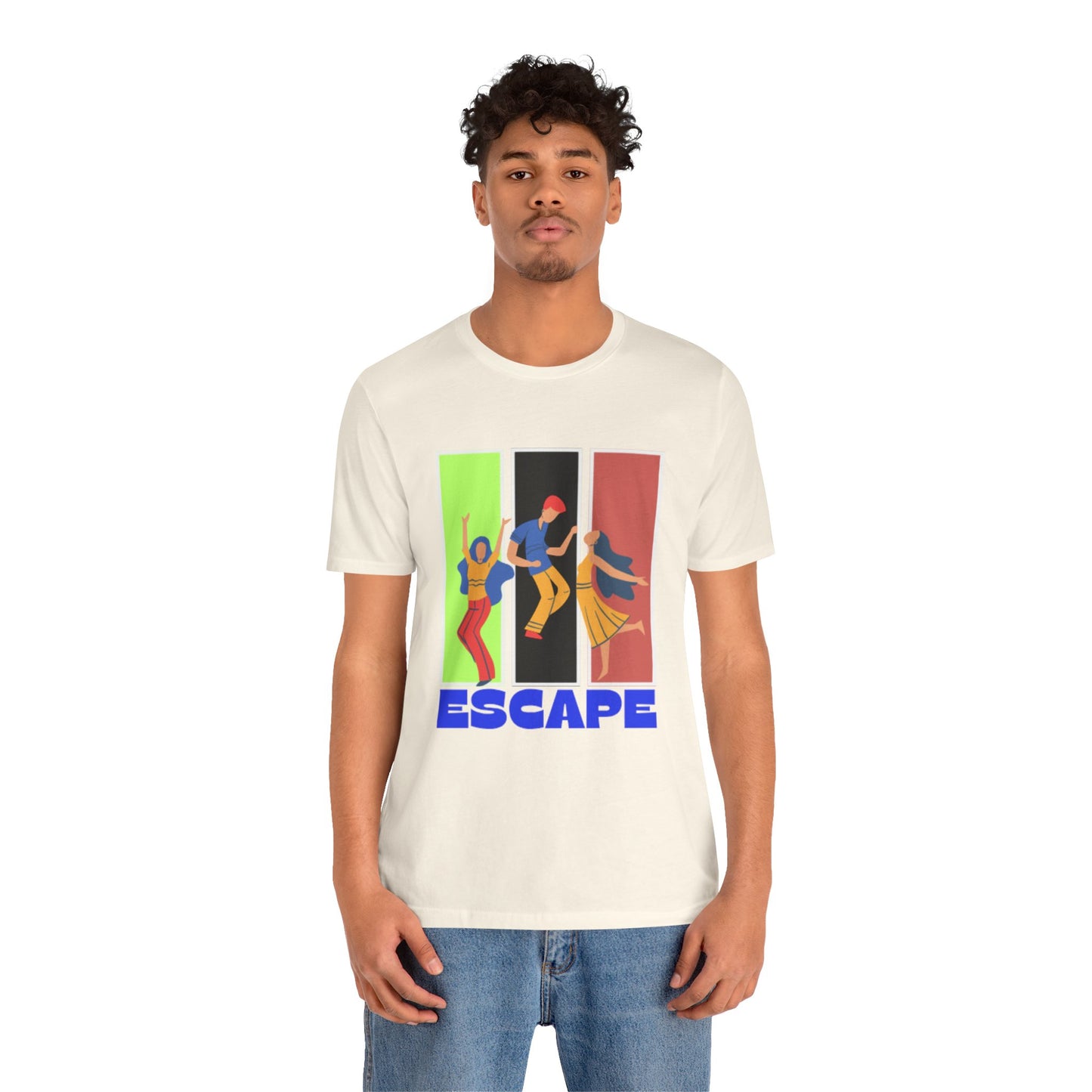 T-Shirt — Small Colorful Retro Stripe Chest Logo