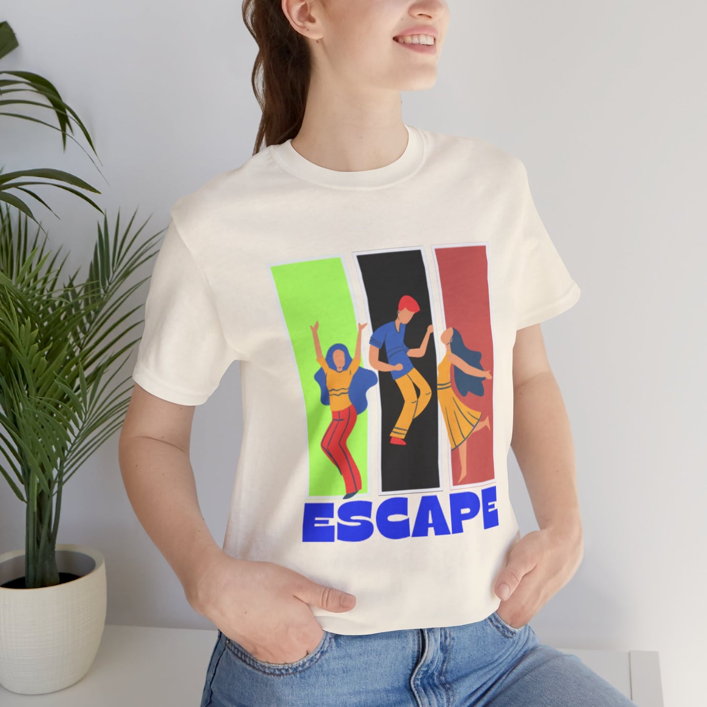 T-Shirt — Small Colorful Retro Stripe Chest Logo