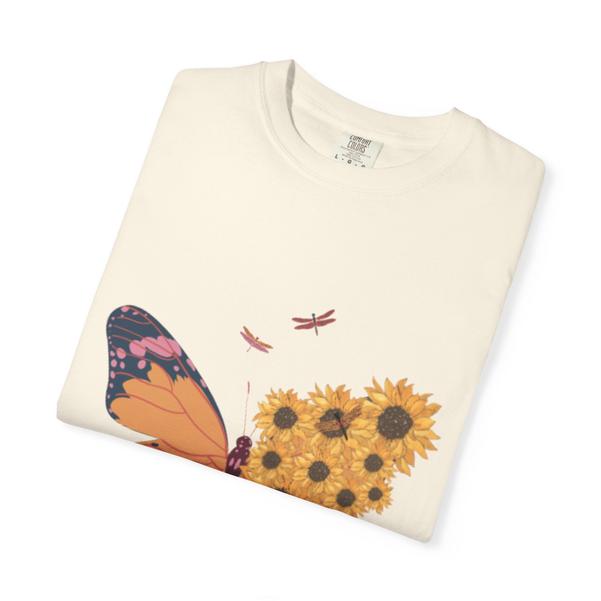 Butterfly & Sunflower T-Shirt — "transform, evolve, fly free" Inspirational Tee