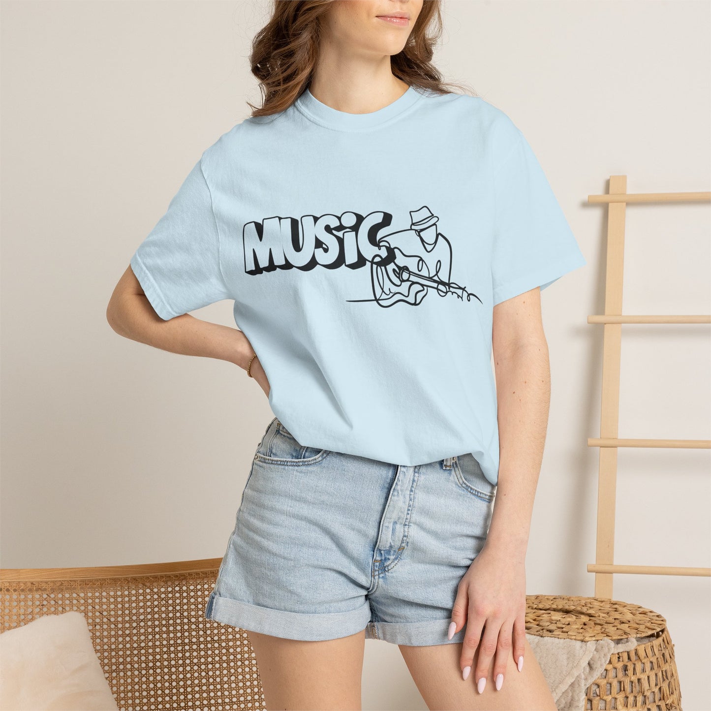Music Guitar Tee — Minimalist Guitarist Graphic T-Shirt