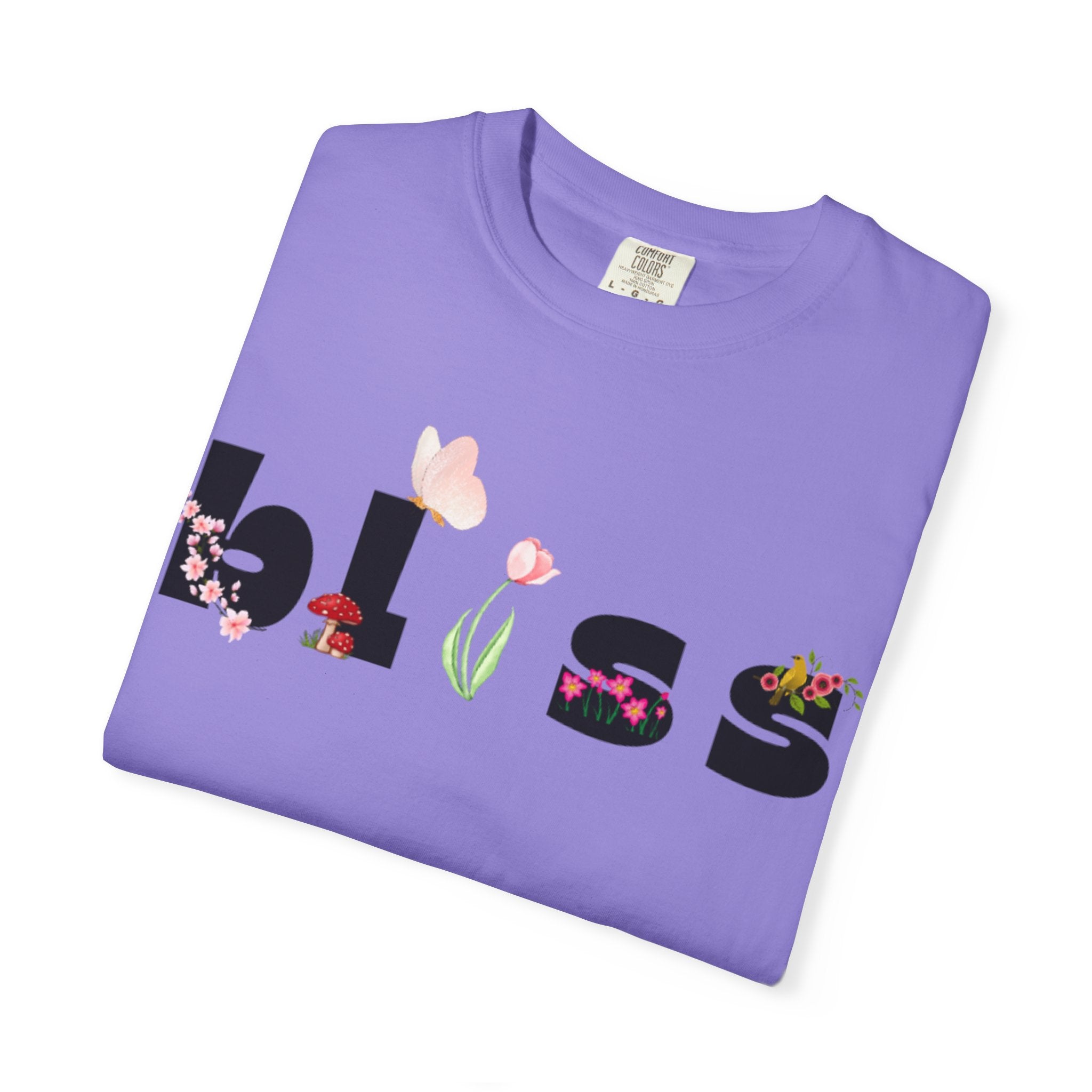 Bliss floral typography T-shirt | 'bliss' floral letters