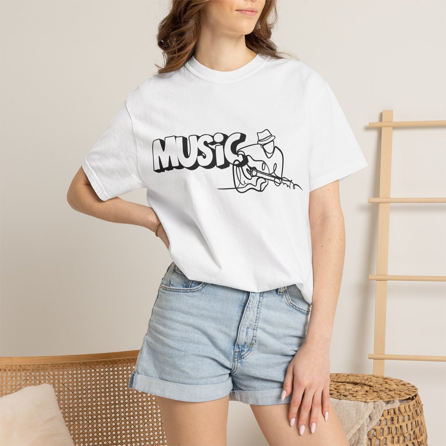 Music Guitar Tee — Minimalist Guitarist Graphic T-Shirt