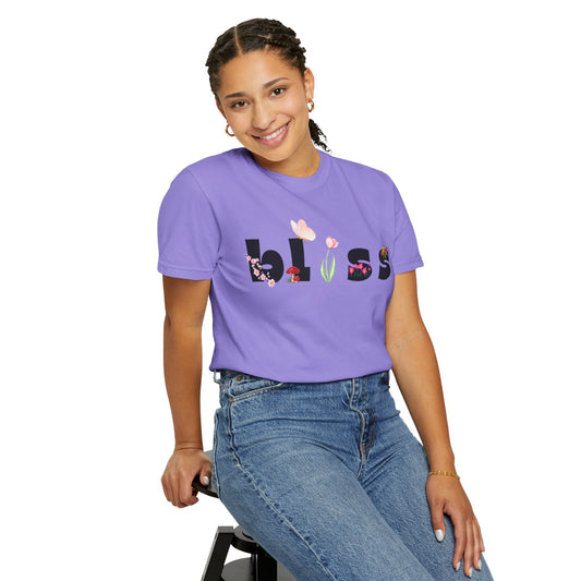 Bliss floral typography T-shirt | 'bliss' floral letters