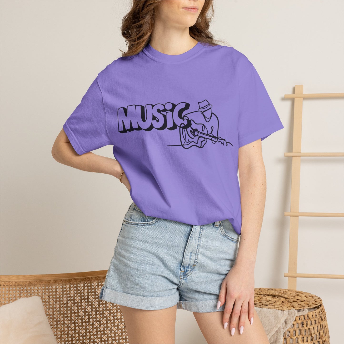 Music Guitar Tee — Minimalist Guitarist Graphic T-Shirt