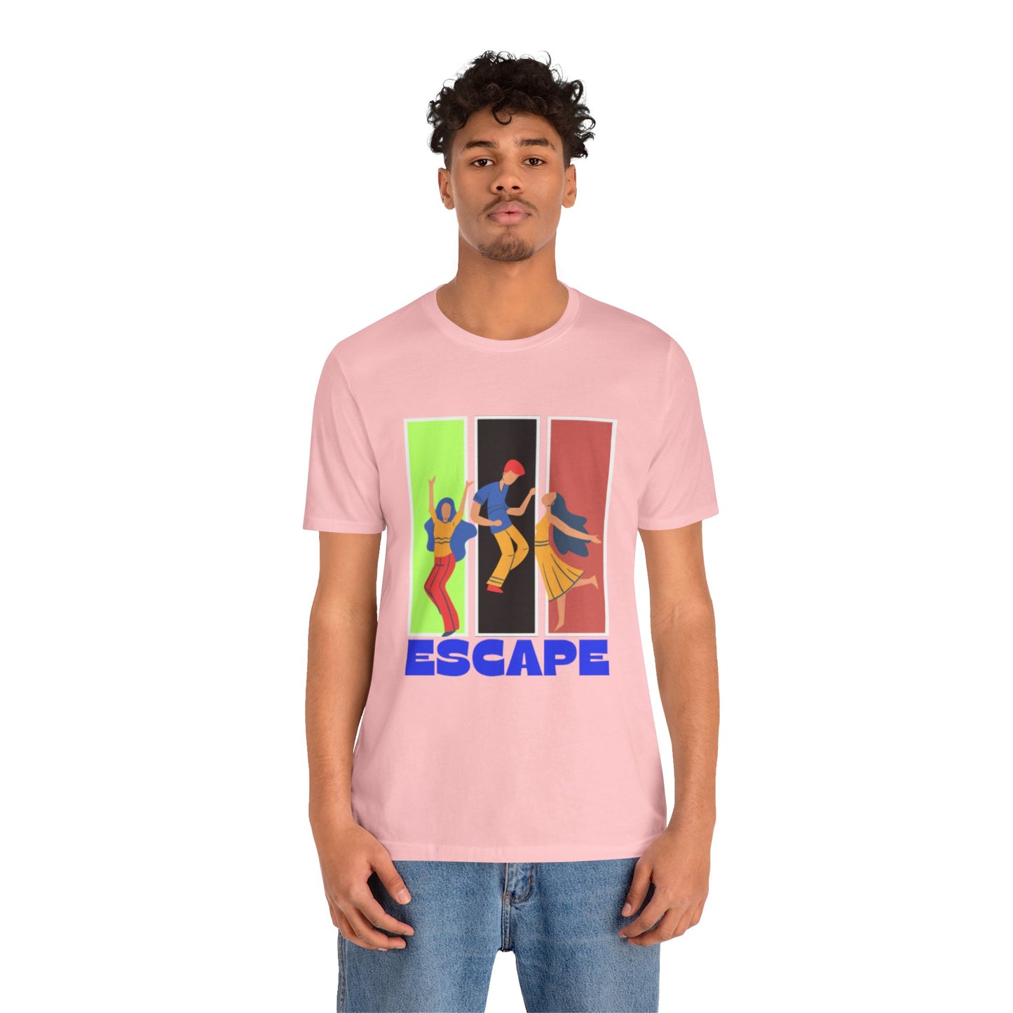 T-Shirt — Small Colorful Retro Stripe Chest Logo
