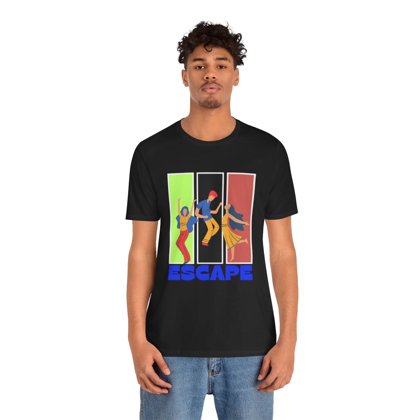 T-Shirt — Small Colorful Retro Stripe Chest Logo