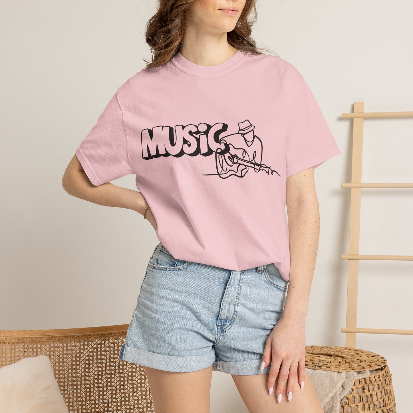 Music Guitar Tee — Minimalist Guitarist Graphic T-Shirt