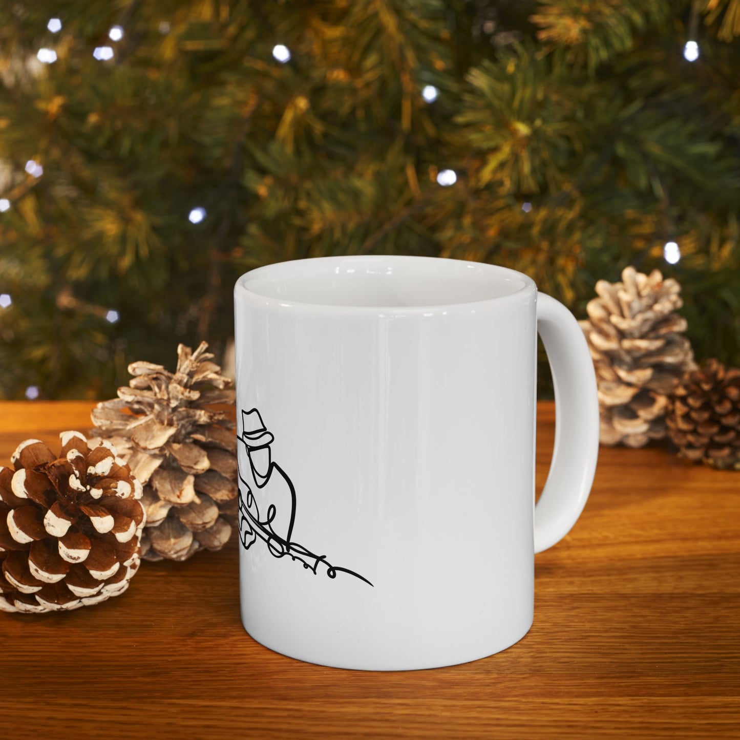 Music Lover Ceramic Mug — Guitar Illustration Coffee Cup (11oz/15oz)