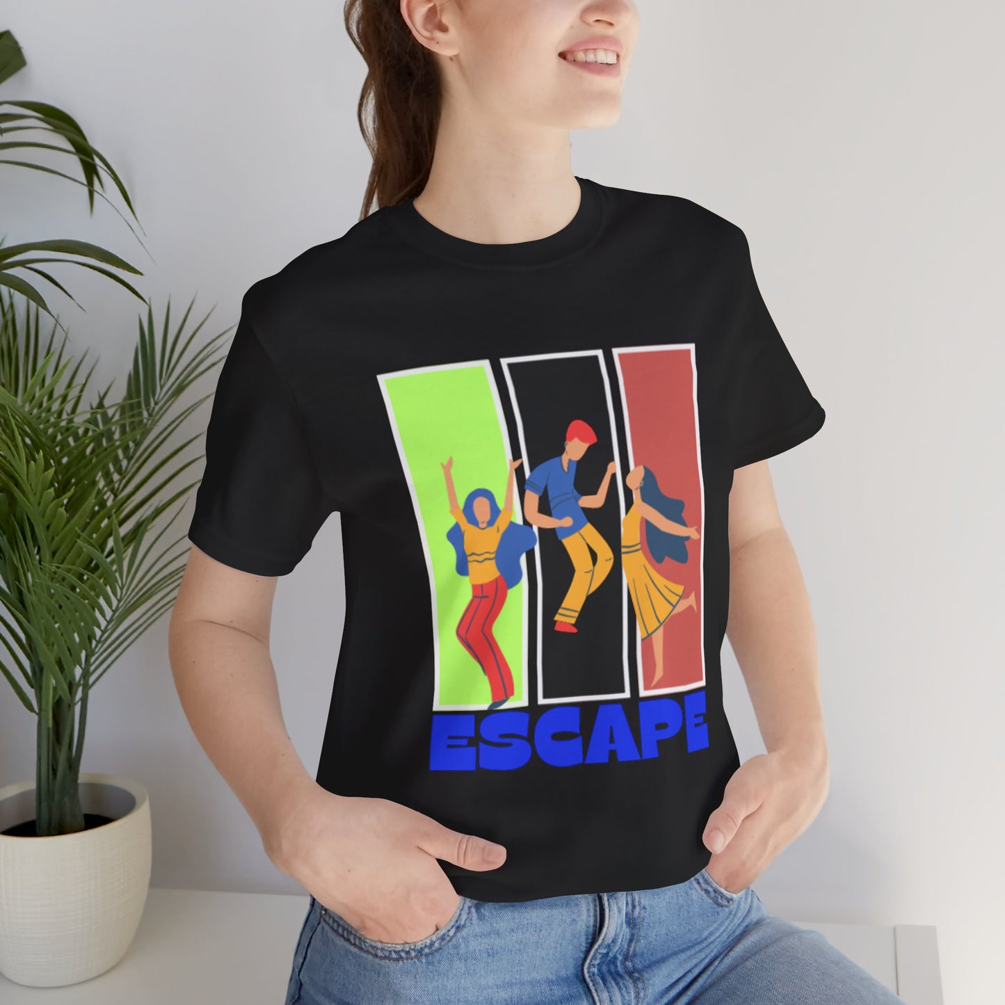 T-Shirt — Small Colorful Retro Stripe Chest Logo