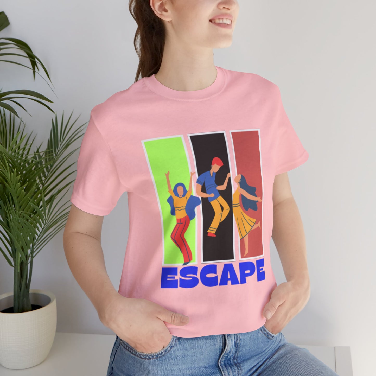 T-Shirt — Small Colorful Retro Stripe Chest Logo