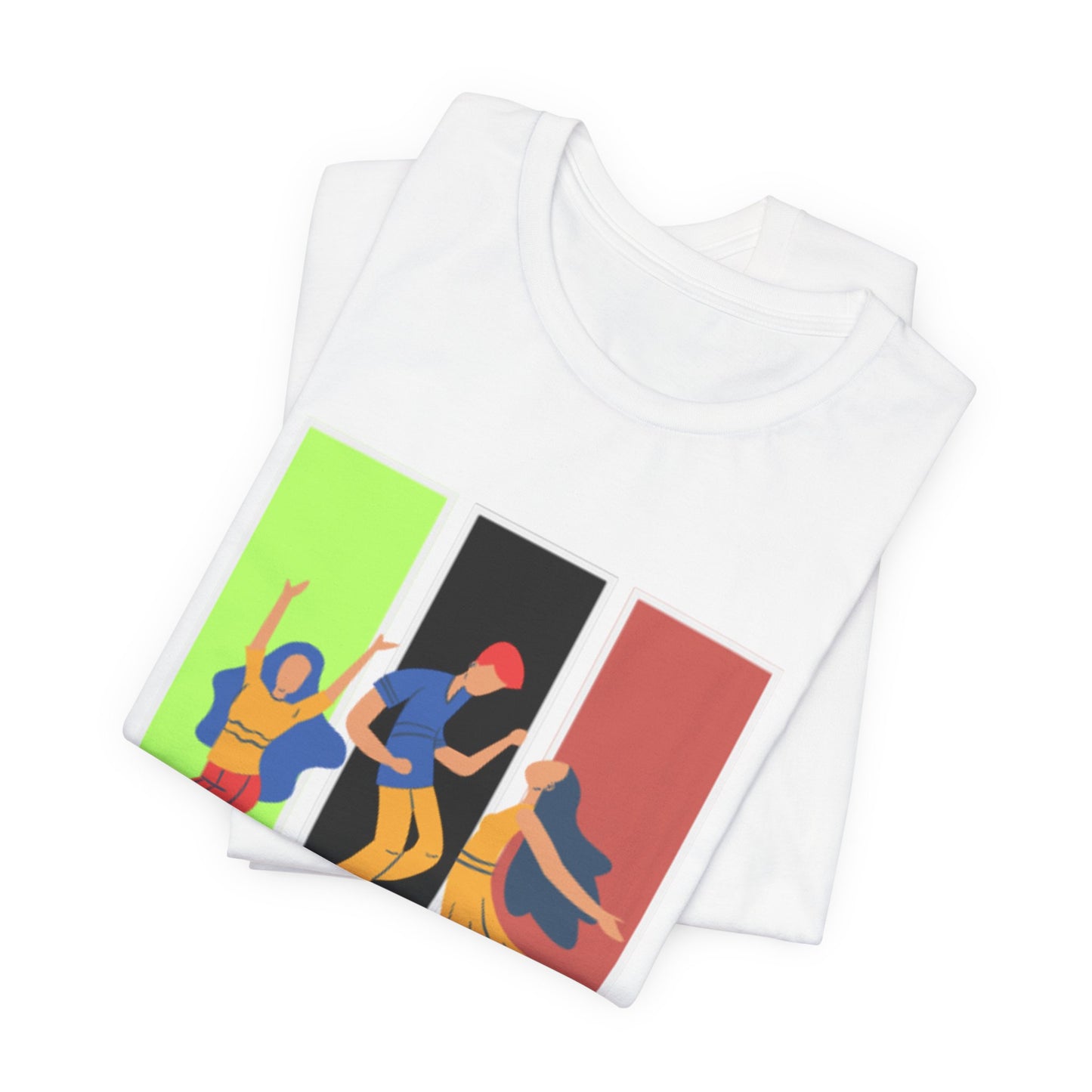 T-Shirt — Small Colorful Retro Stripe Chest Logo