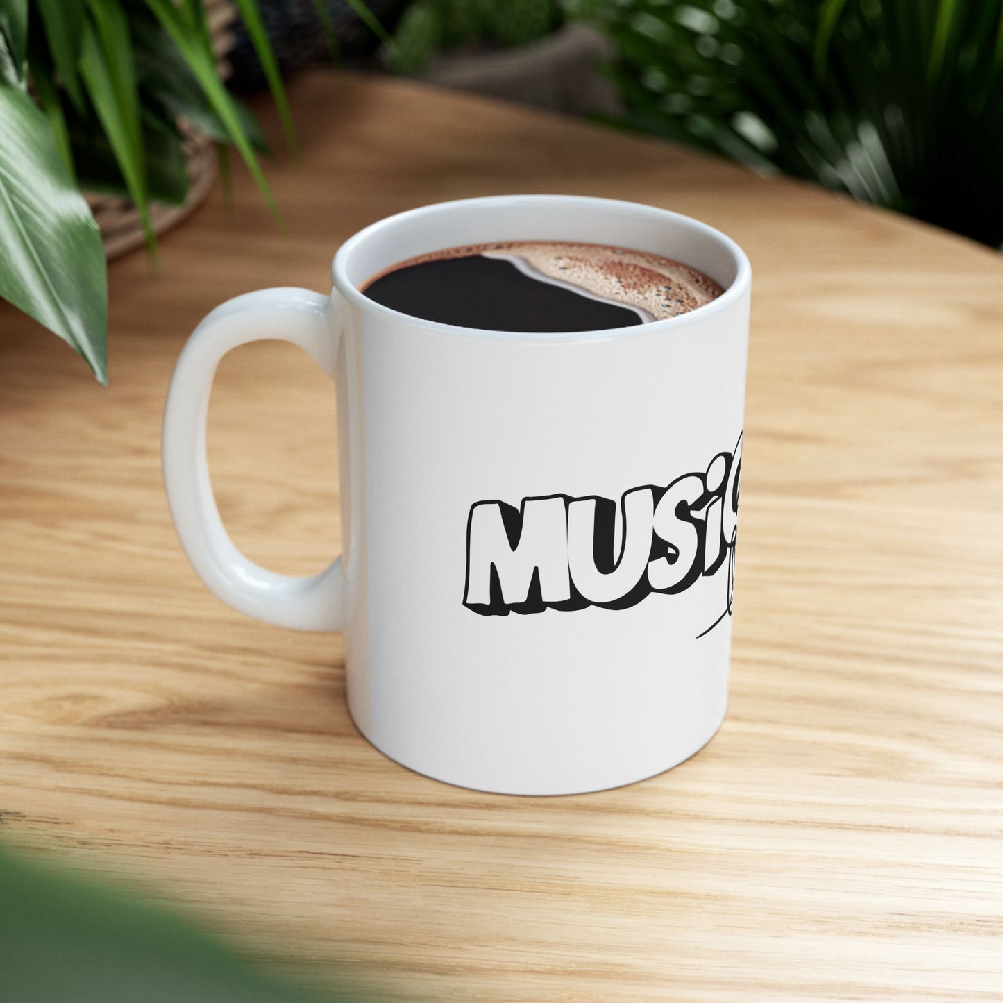 Music Lover Ceramic Mug — Guitar Illustration Coffee Cup (11oz/15oz)