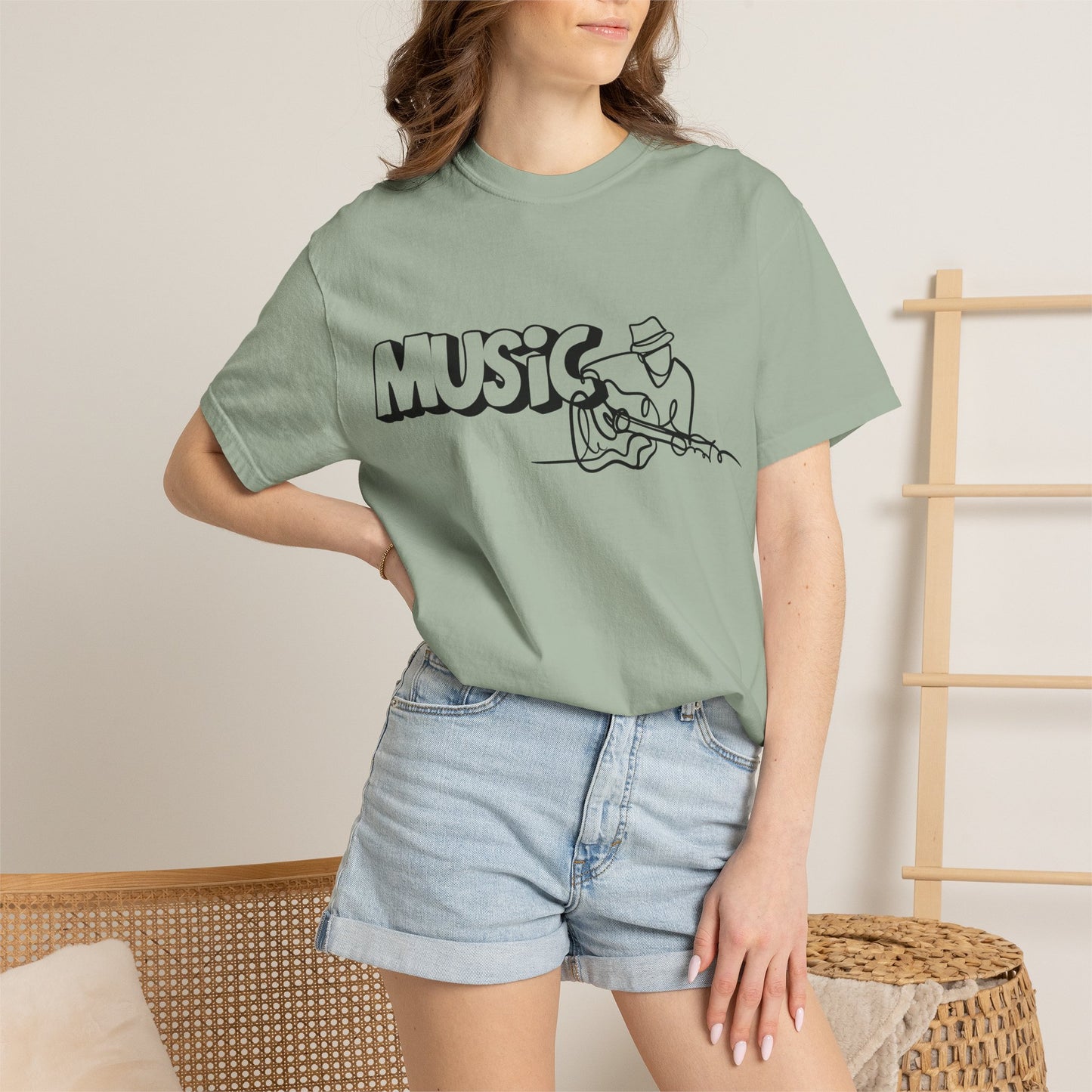 Music Guitar Tee — Minimalist Guitarist Graphic T-Shirt