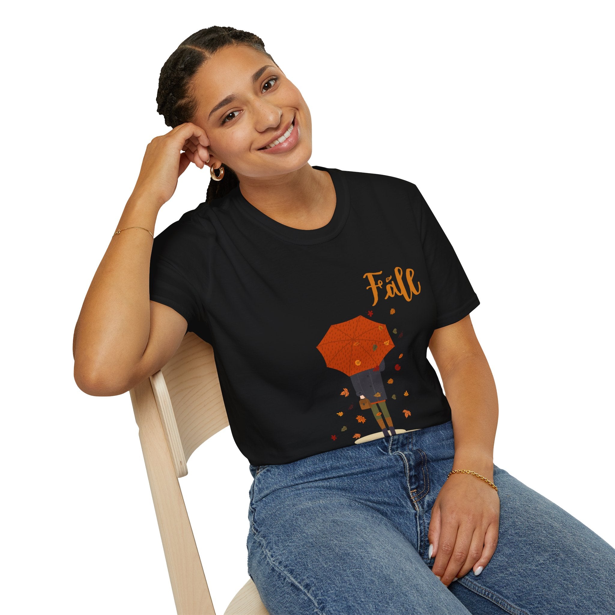 Fall Umbrella T-Shirt — Autumn Leaves Graphic Tee