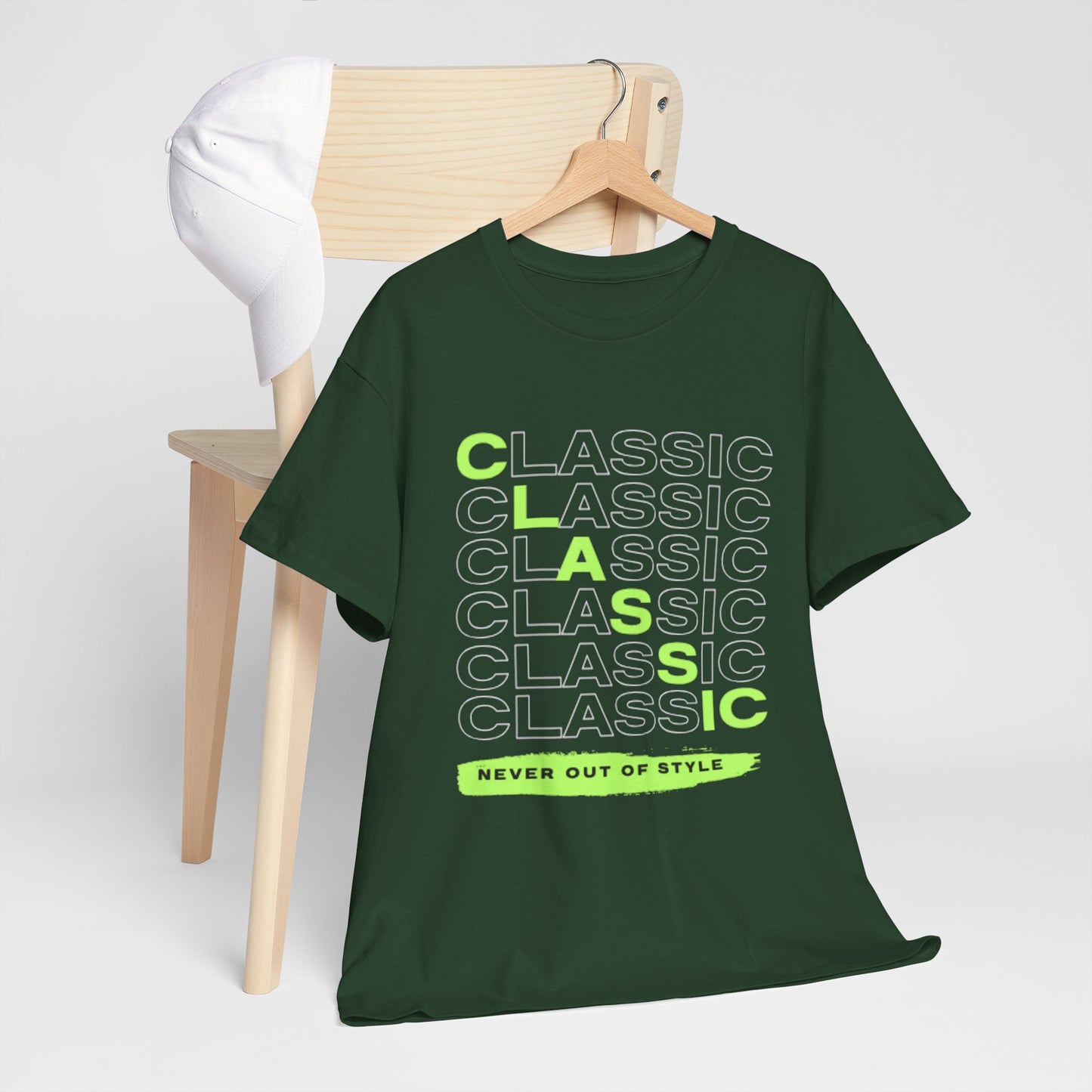 Classic Repeat Typography Tee | 'Never Out Of Style' Graphic Shirt