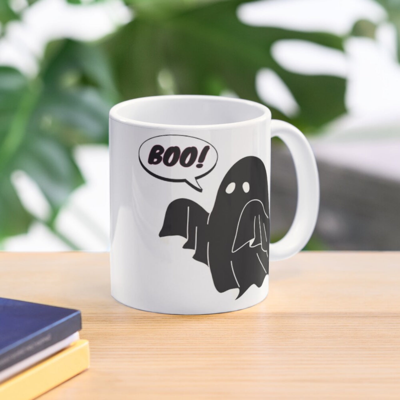 Cute Ghost Coffee Mug – 'Boo!' Halloween Ceramic Mug (11oz & 15oz)