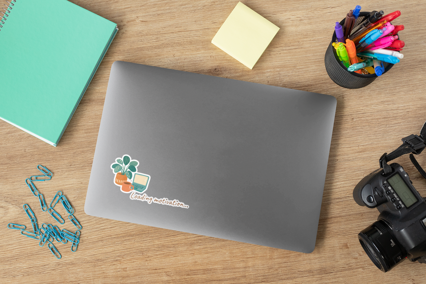 Kiss-Cut Sticker — "Loading Motivation..." Laptop & Plant Vinyl Sticker
