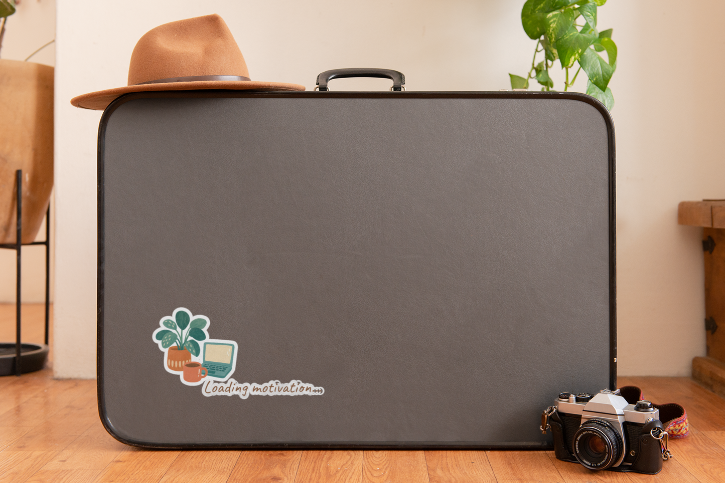 Kiss-Cut Sticker — "Loading Motivation..." Laptop & Plant Vinyl Sticker