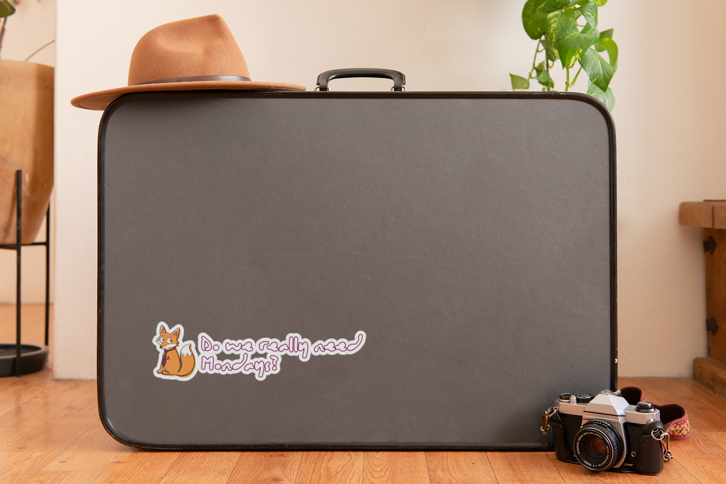 Fox Sticker - "Do we really need Mondays?" Cute Laptop Decal for Students & Office