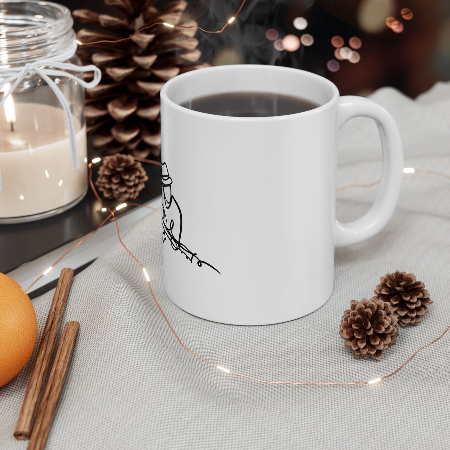 Music Lover Ceramic Mug — Guitar Illustration Coffee Cup (11oz/15oz)