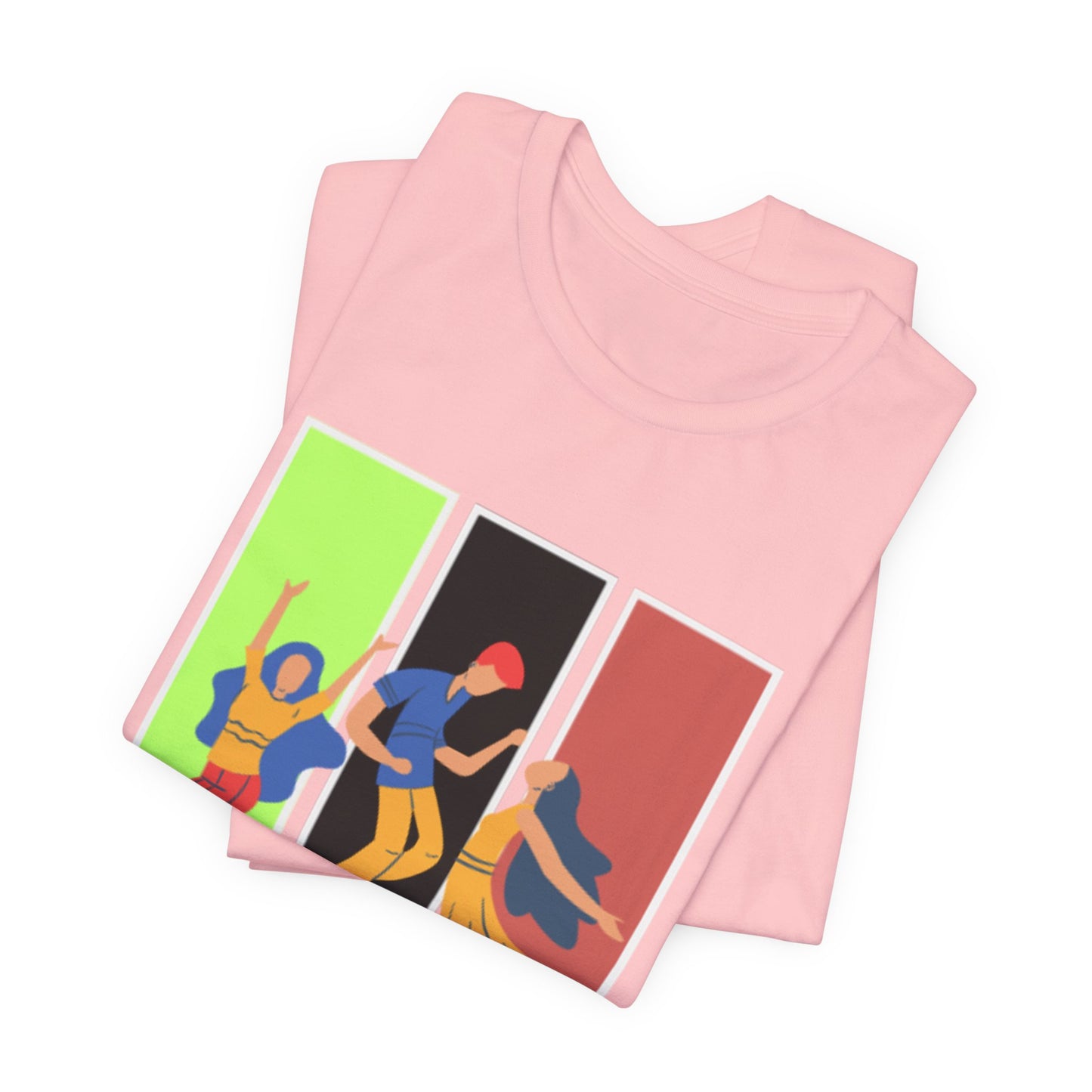 T-Shirt — Small Colorful Retro Stripe Chest Logo