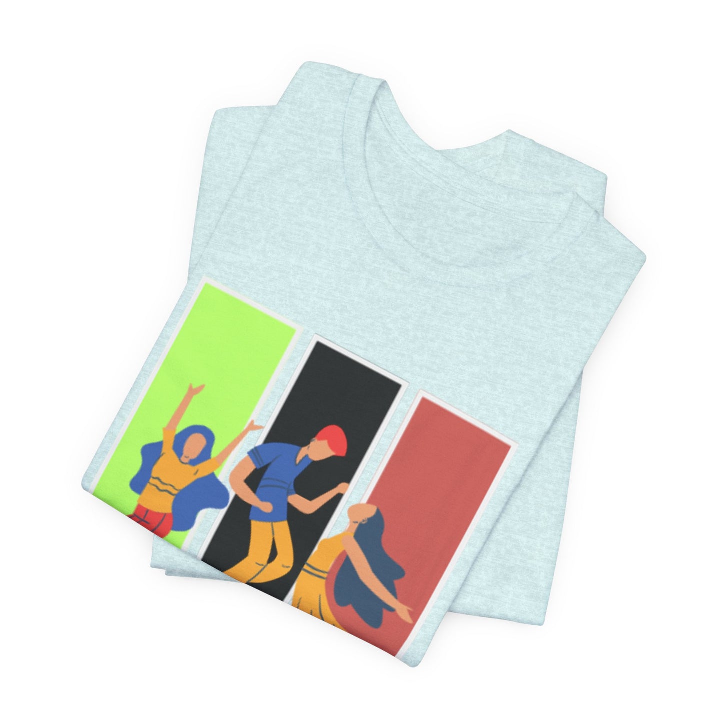 T-Shirt — Small Colorful Retro Stripe Chest Logo