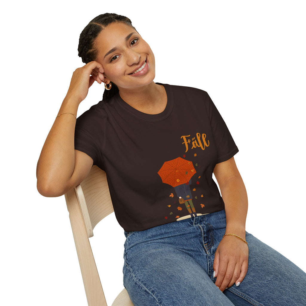 Fall Umbrella T-Shirt — Autumn Leaves Graphic Tee