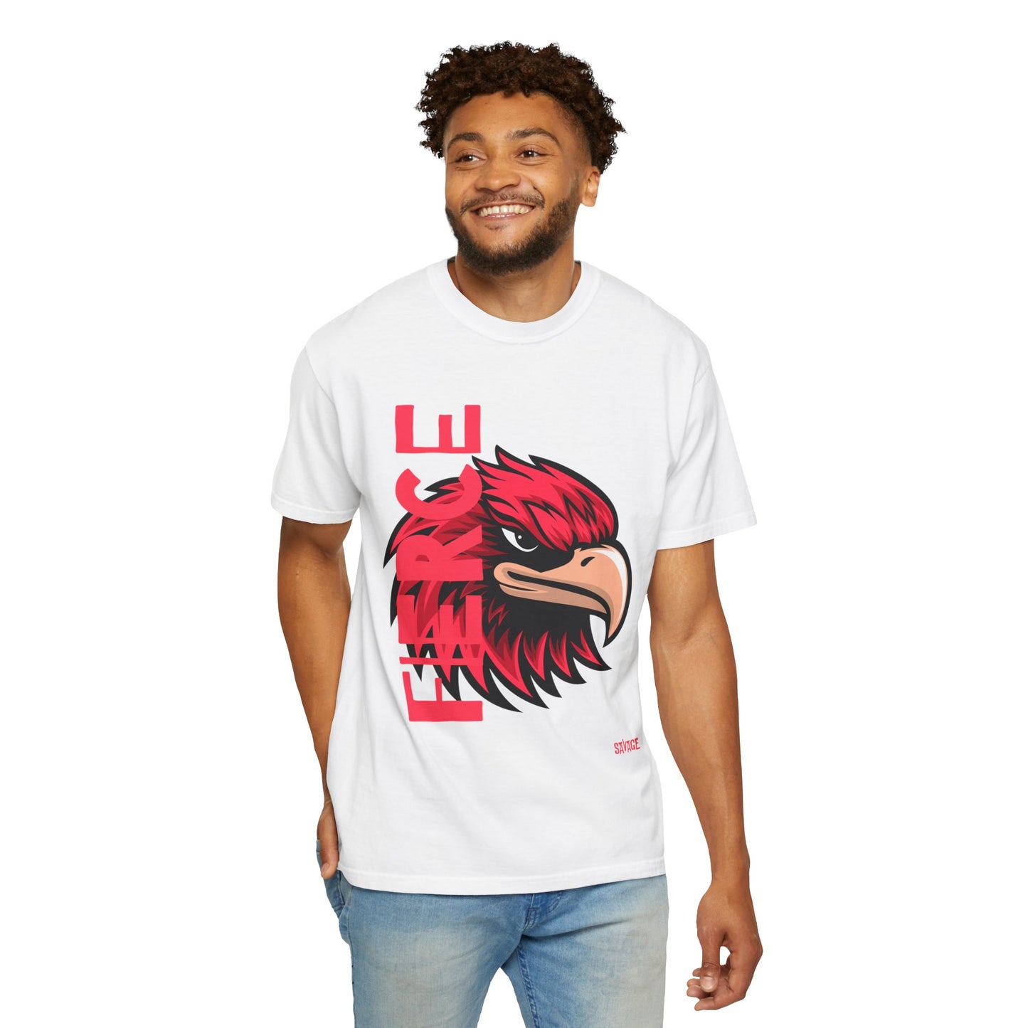 Eagle Head Graphic T-Shirt — Bold Red Eagle Design "EAGLE"