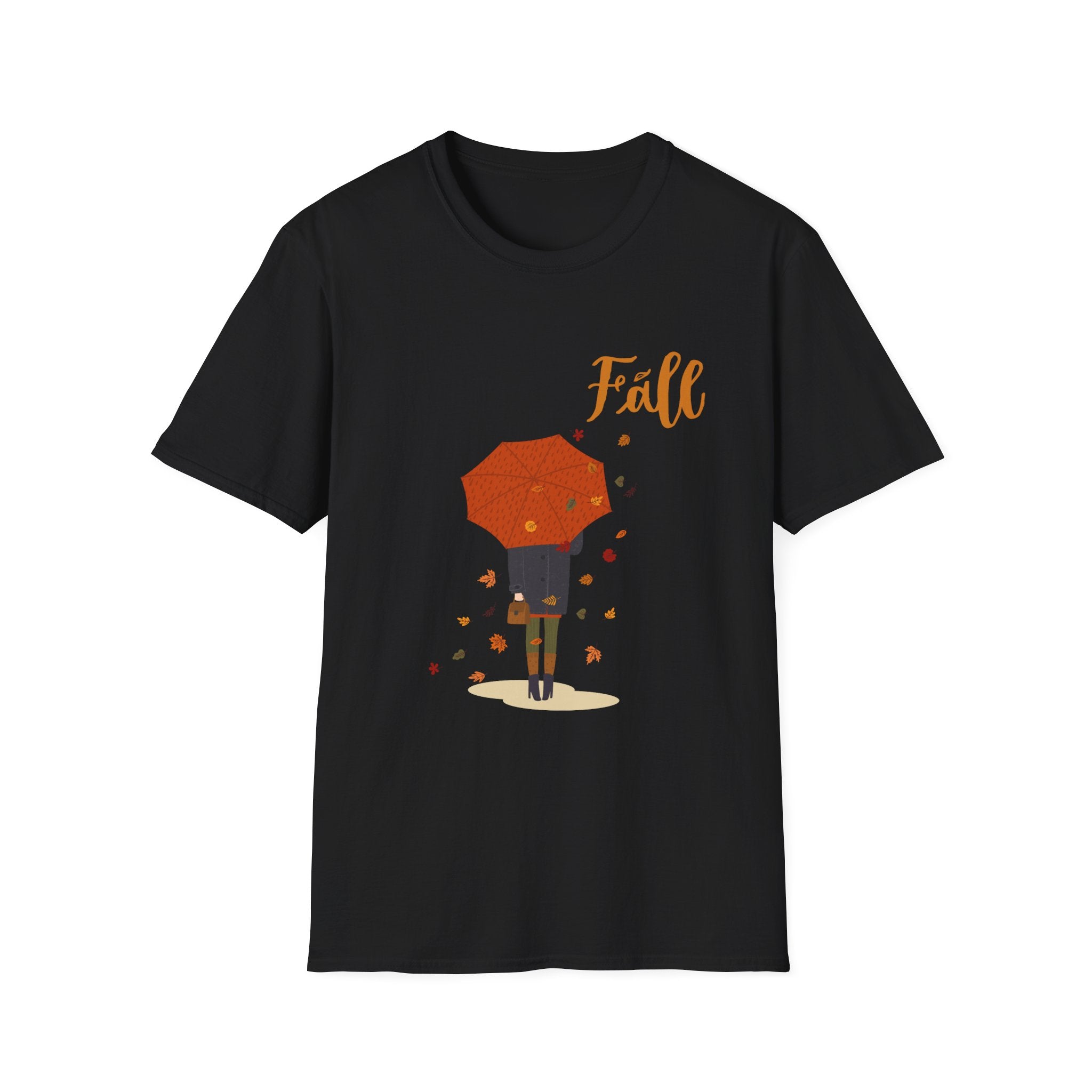 Fall Umbrella T-Shirt — Autumn Leaves Graphic Tee