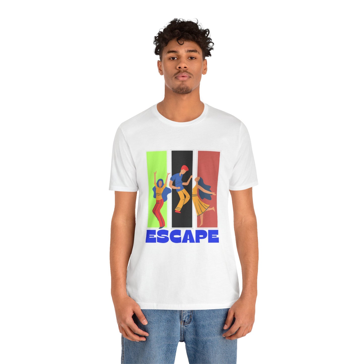 T-Shirt — Small Colorful Retro Stripe Chest Logo