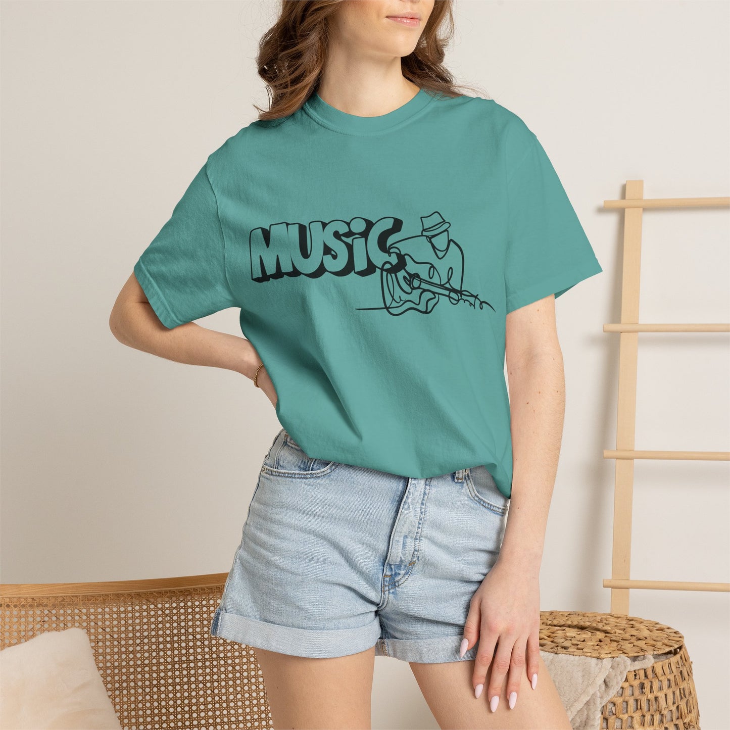 Music Guitar Tee — Minimalist Guitarist Graphic T-Shirt