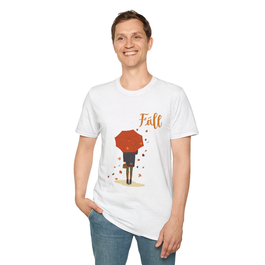 Fall Umbrella T-Shirt — Autumn Leaves Graphic Tee