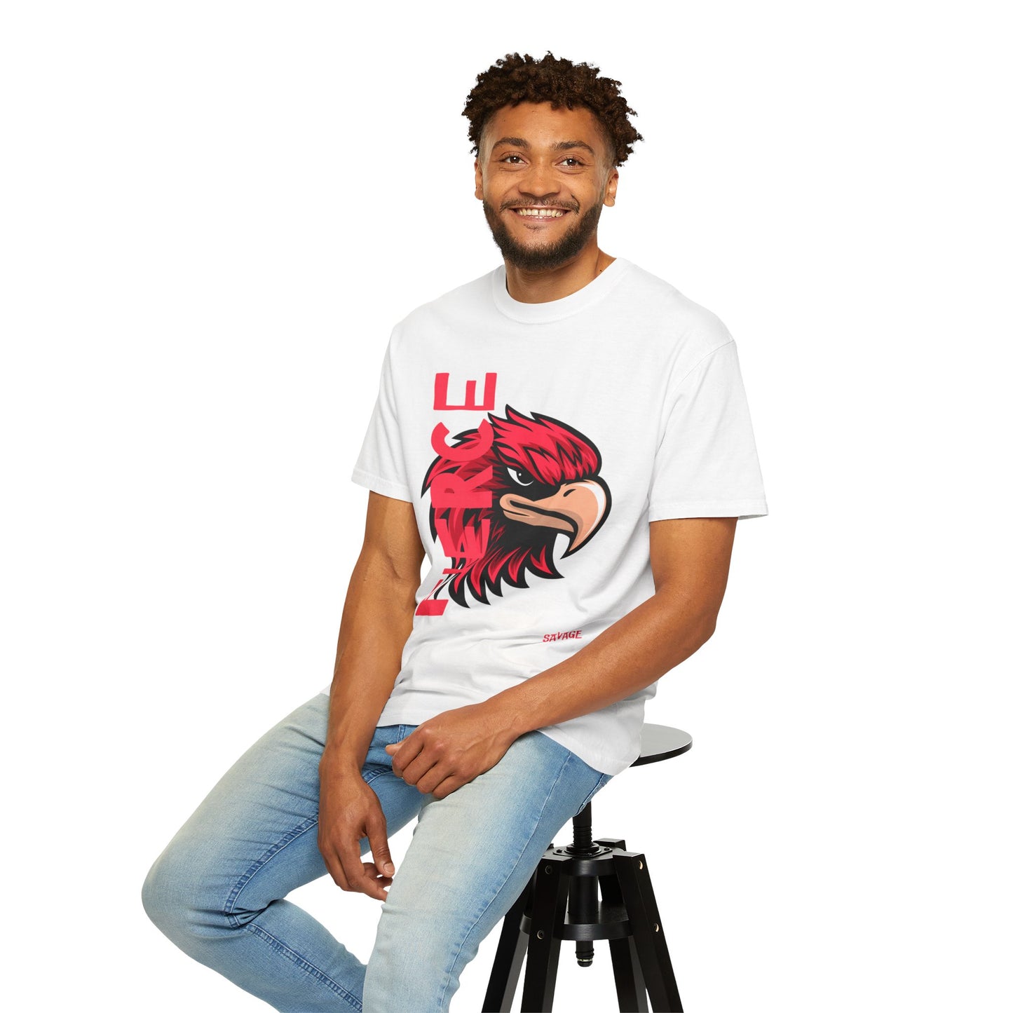 Eagle Head Graphic T-Shirt — Bold Red Eagle Design "EAGLE"