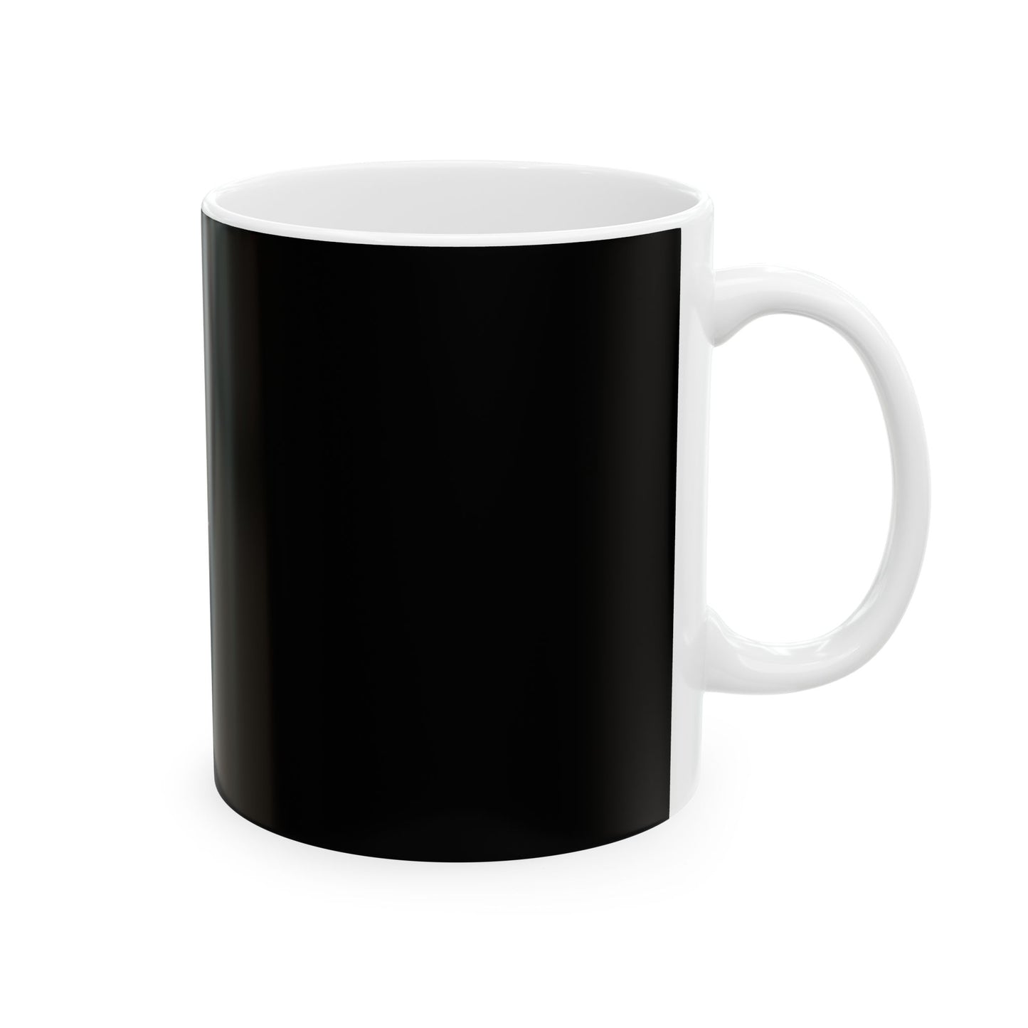 Minimalist Red & Blue Stripe mug | Script 'wings' on Black