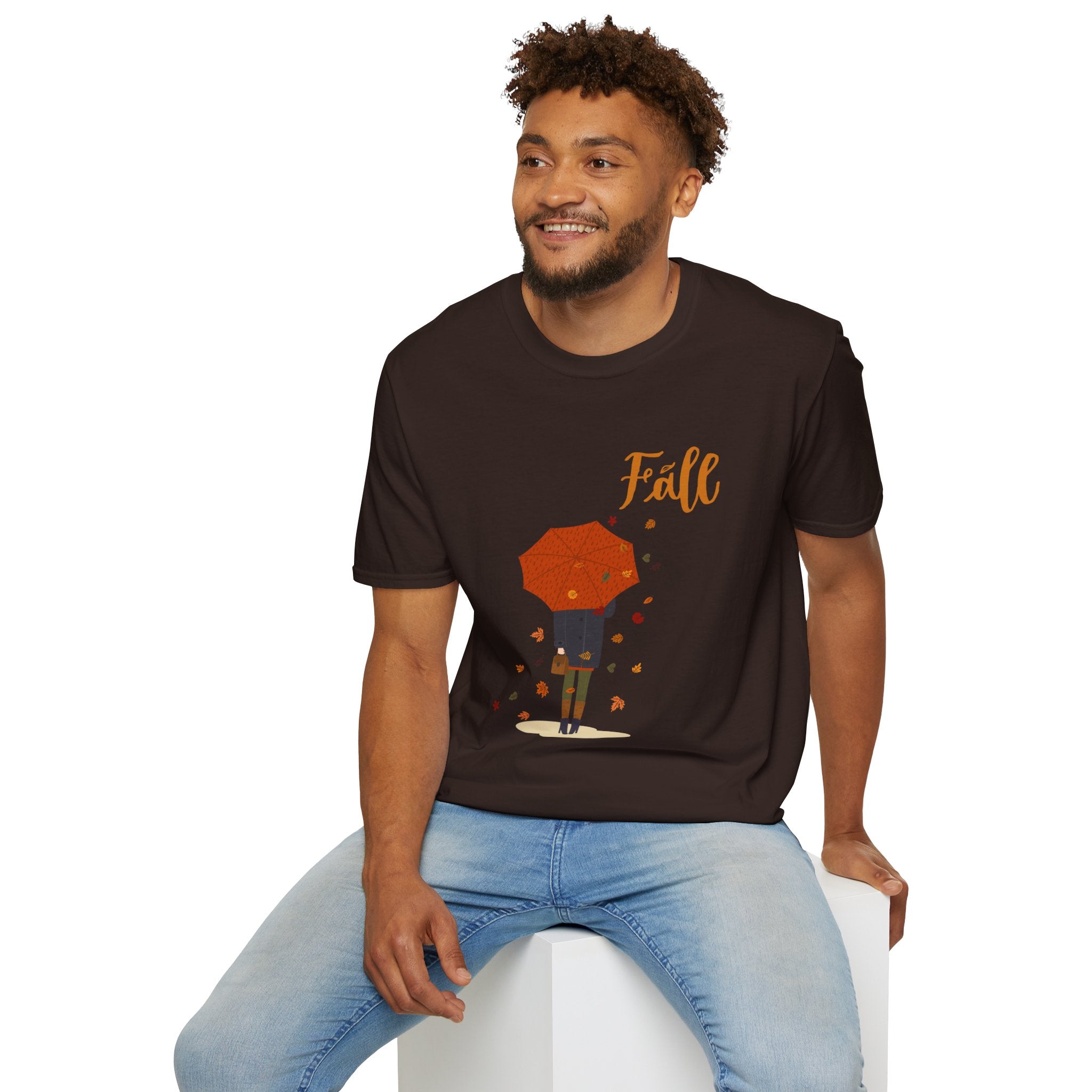Fall Umbrella T-Shirt — Autumn Leaves Graphic Tee