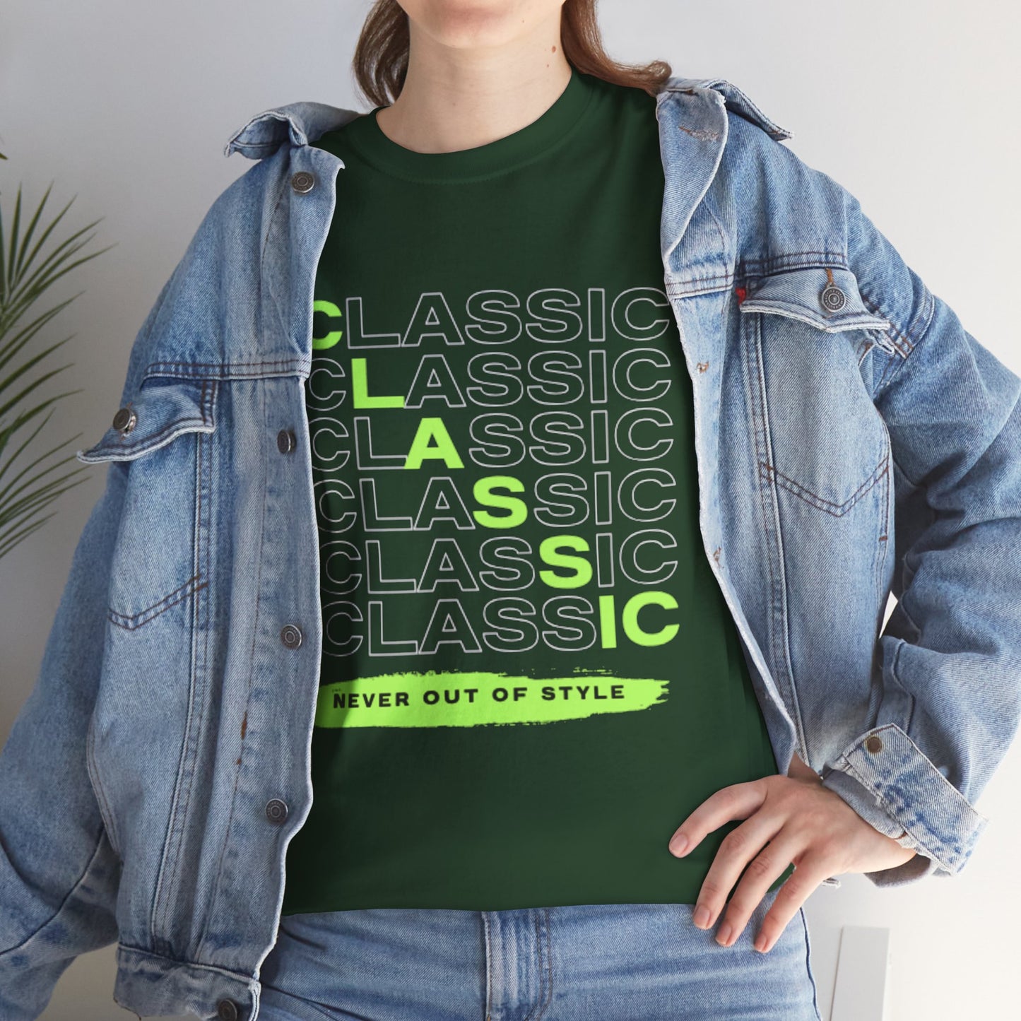 Classic Repeat Typography Tee | 'Never Out Of Style' Graphic Shirt