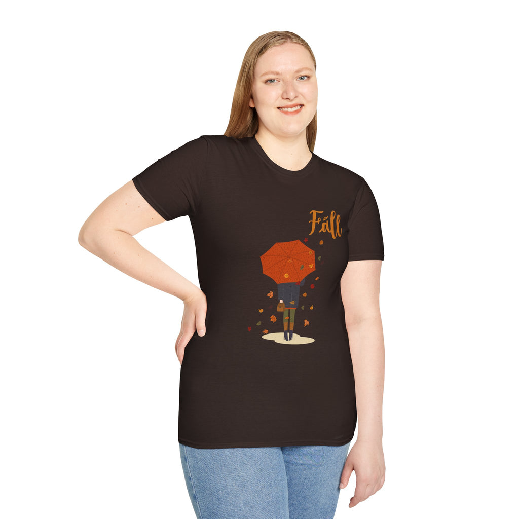 Fall Umbrella T-Shirt — Autumn Leaves Graphic Tee