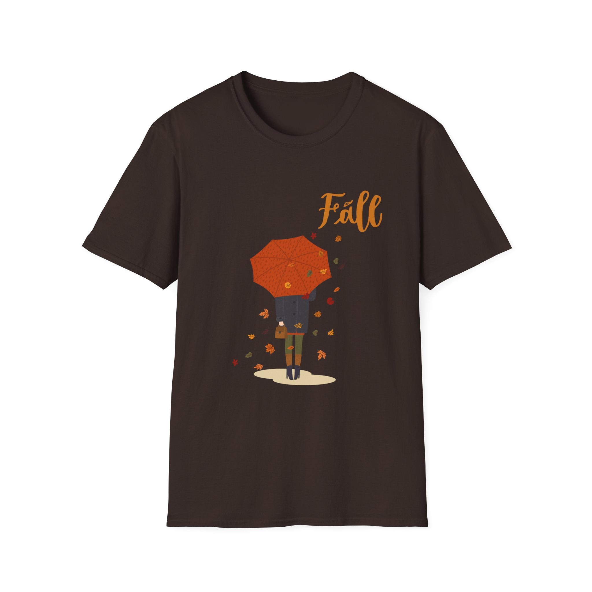 Fall Umbrella T-Shirt — Autumn Leaves Graphic Tee