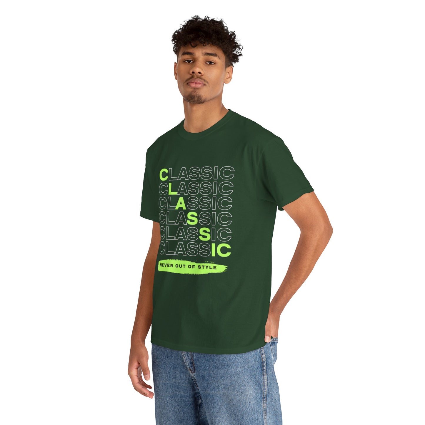 Classic Repeat Typography Tee | 'Never Out Of Style' Graphic Shirt