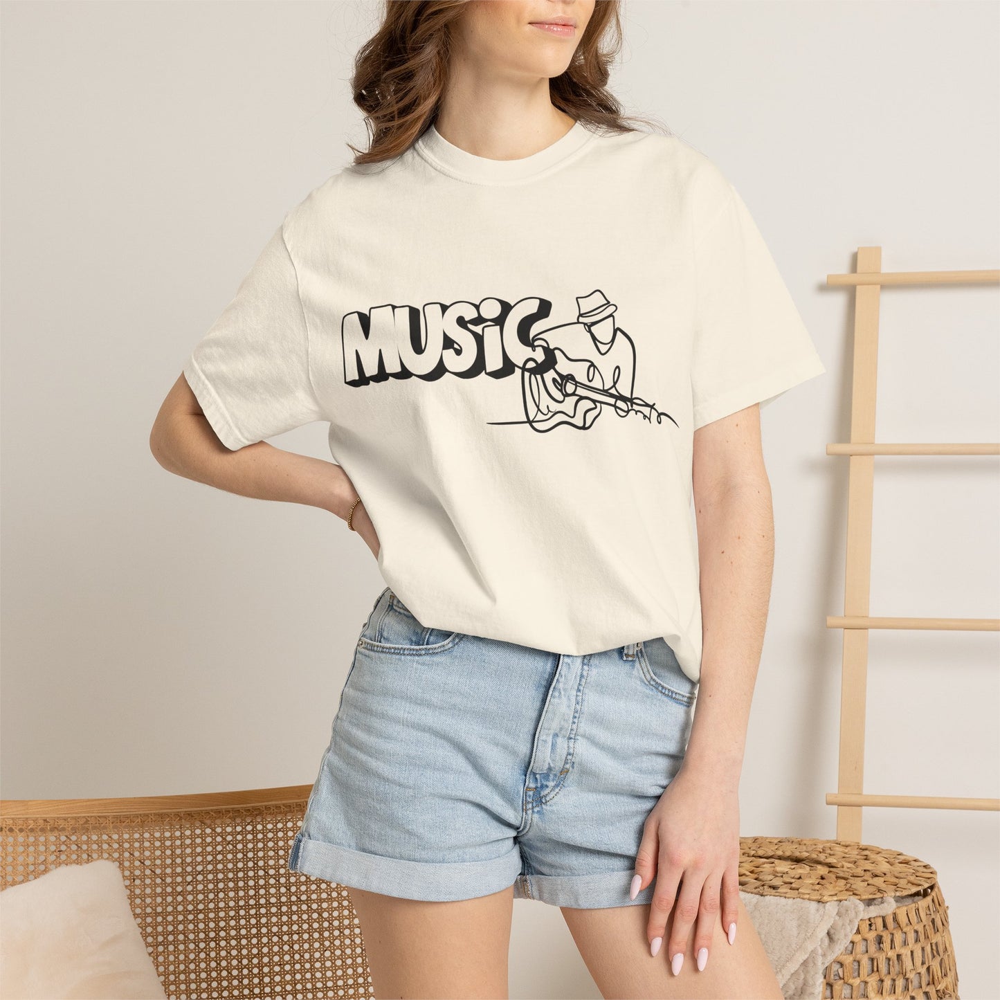 Music Guitar Tee — Minimalist Guitarist Graphic T-Shirt
