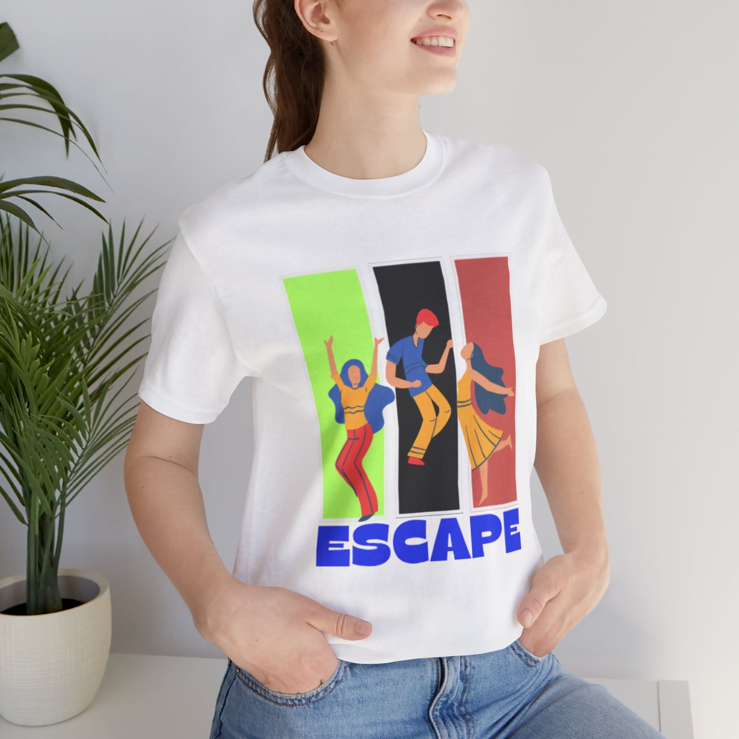 T-Shirt — Small Colorful Retro Stripe Chest Logo