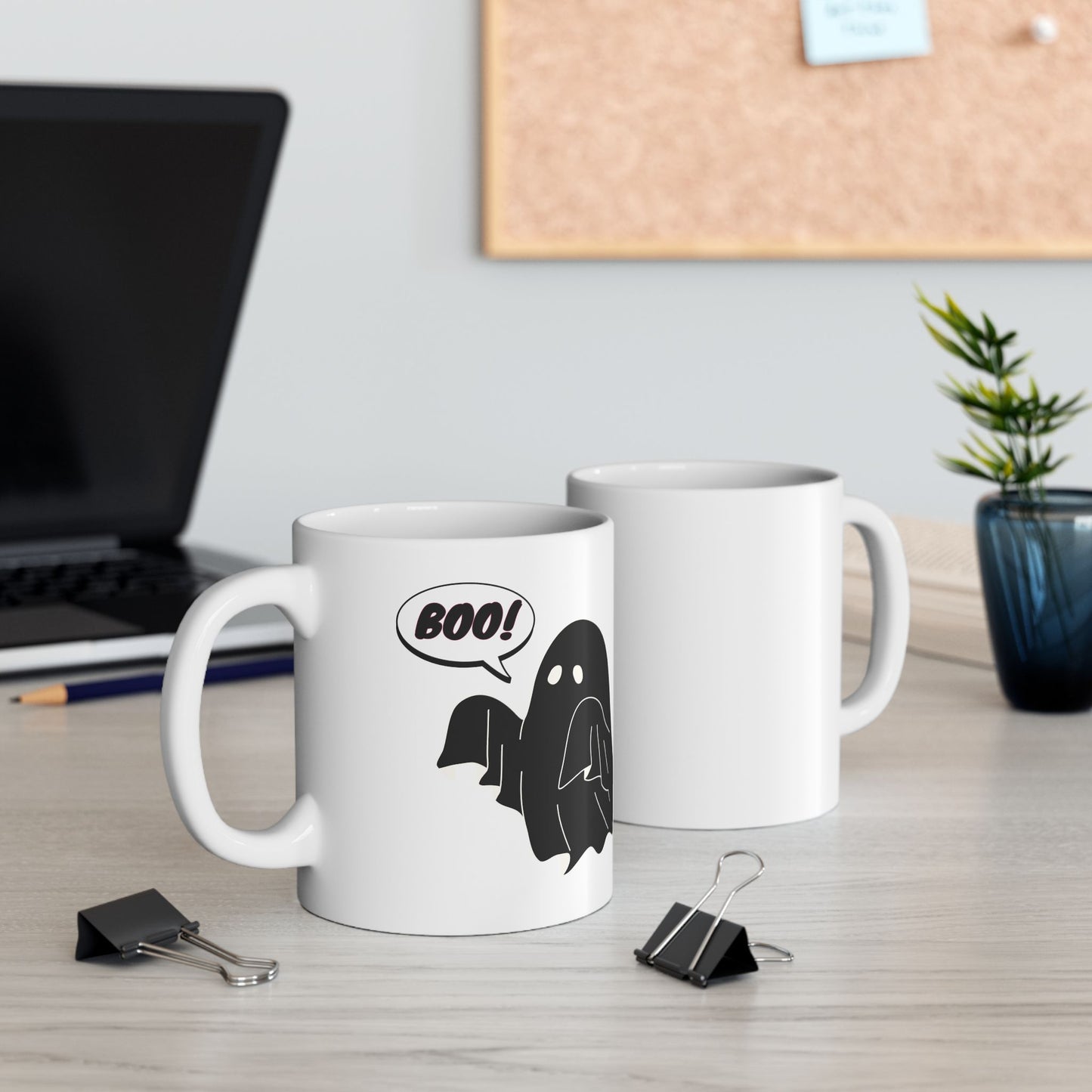 Cute Ghost Coffee Mug – 'Boo!' Halloween Ceramic Mug (11oz & 15oz)