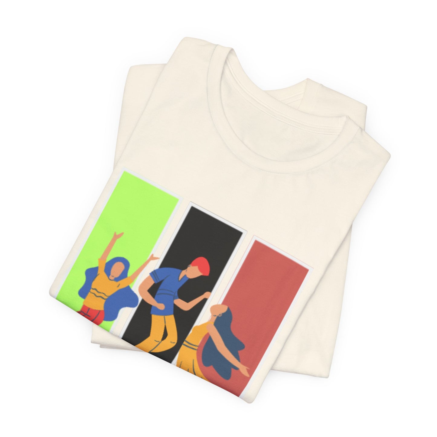 T-Shirt — Small Colorful Retro Stripe Chest Logo